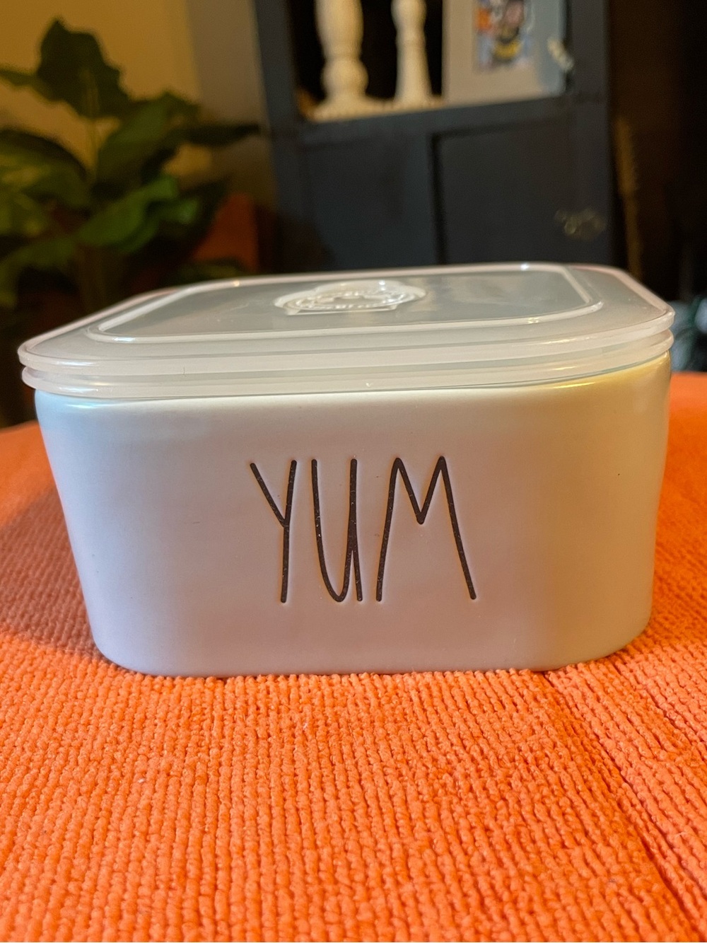Rae Dunn Gray 'YUM' Food Storage Container with Clear Lid